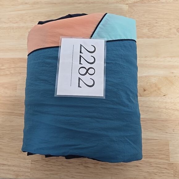 Free People Colorblock Long Windbreaker Jacket Navy‎ Orange Size Small Full Zip - Picture 9 of 9